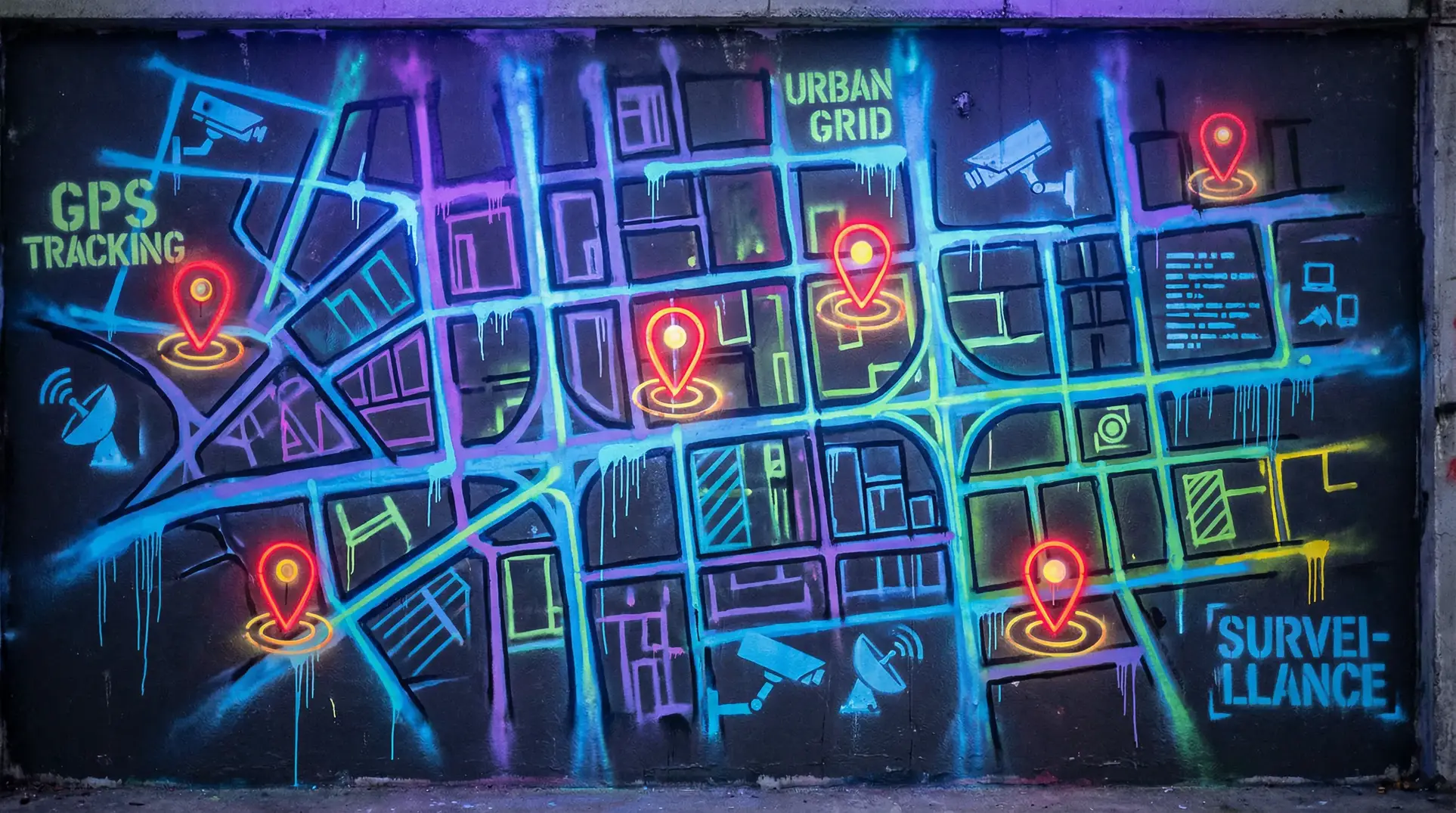 约翰逊辞职 狗仔追踪地图 - 城市涂鸦风格